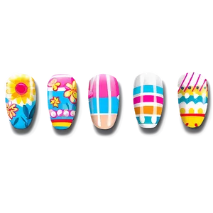 Summer Vibes Fake Nails Png Msh40 PNG Image