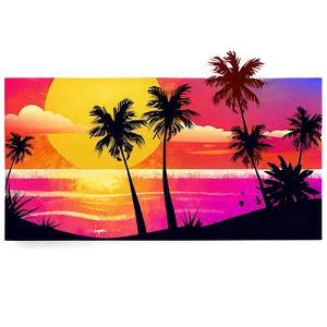 Summer Vibes Sunset Illustration Png 06252024 PNG Image