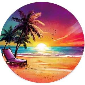 Summer Vibes Sunset Illustration Png 06252024 PNG Image