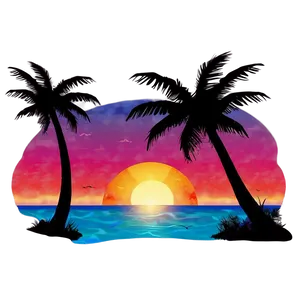 Summer Vibes Sunset Illustration Png Bup67 PNG Image