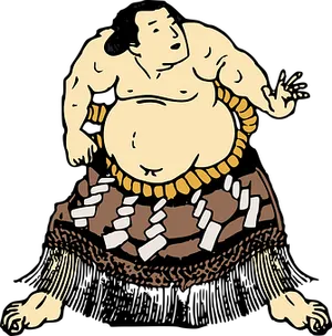 Sumo Wrestler Cartoon Illustration PNG Image