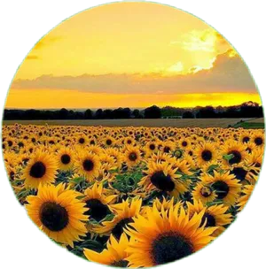 Sunflower Field At Sunset PNG Image