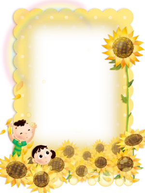 Sunflower Framewith Cartoon Children PNG Image