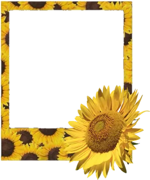 Sunflower Polaroid Frame PNG Image