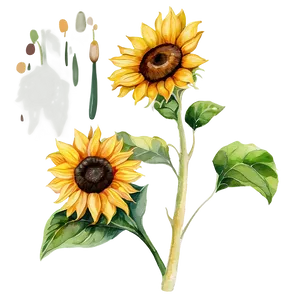 Sunflower Watercolor Illustration Png Jfa36 PNG Image