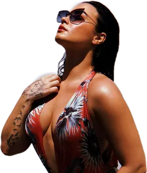 Sunglassesand Swimwear Portrait PNG Image