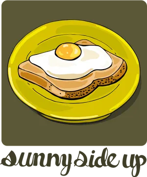 Sunny Side Up Eggon Toast Illustration PNG Image