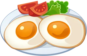 Sunny Side Up Eggs Breakfast Plate PNG Image