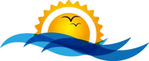 Sunrise Seascape Travel Logo PNG Image