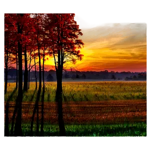 Sunset Behind Fall Trees Png Vdc69 PNG Image