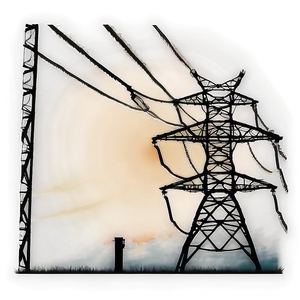 Sunset Behind Power Lines Png Ata PNG Image