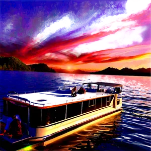 Sunset Cruise Pontoon Png Xuo PNG Image