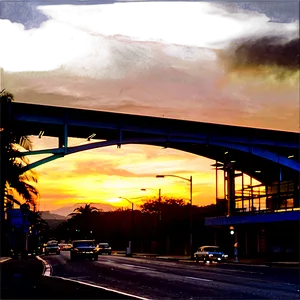 Sunset On City Street Png 90 PNG Image