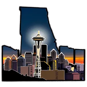 Sunset Over Seattle Skyline Png Aww51 PNG Image