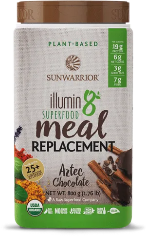 Sunwarrior Illumin8 Aztec Chocolate Meal Replacement PNG Image