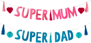 Super Mumand Super Dad Banners PNG Image