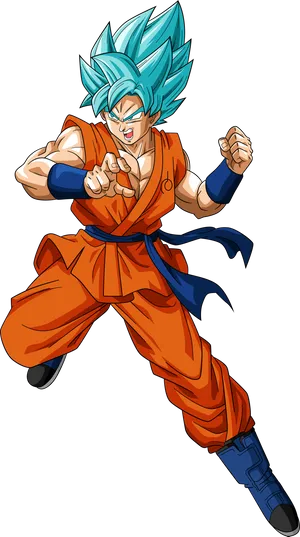 Super Saiyan Blue Goku Action Pose PNG Image