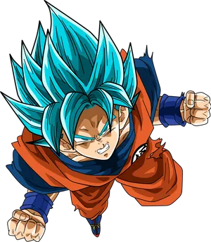 Super Saiyan Blue Goku Flying PNG Image