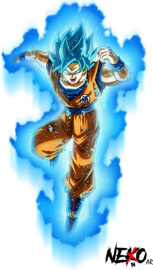 Super_ Saiyan_ Blue_ Goku_ Flying PNG Image