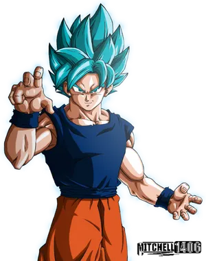 Super Saiyan Blue Goku Pose.png PNG Image