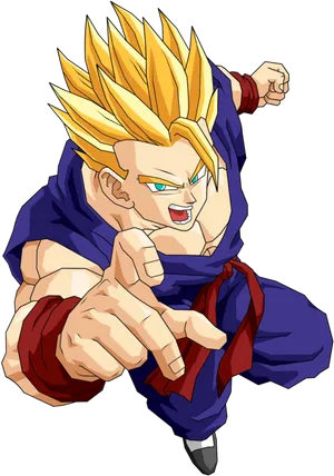 Super Saiyan Gohan Action Pose PNG Image