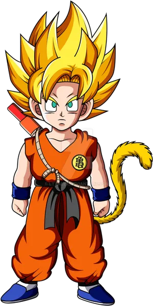 Super Saiyan Kid Goku Illustration PNG Image