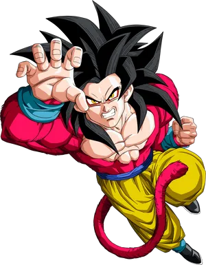 Super Saiyan4 Goku Action Pose PNG Image