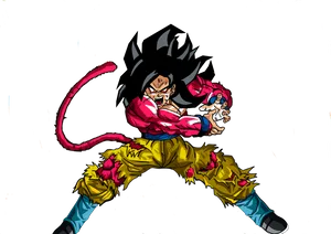 Super Saiyan4 Goku Fierce Battle Stance PNG Image