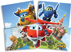 Super Wings Characters Adventures PNG Image