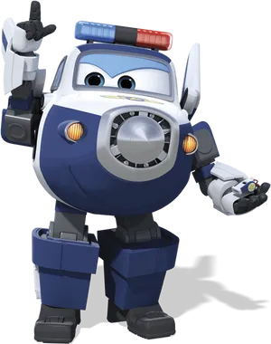 Super Wings Police Plane Character PNG Image