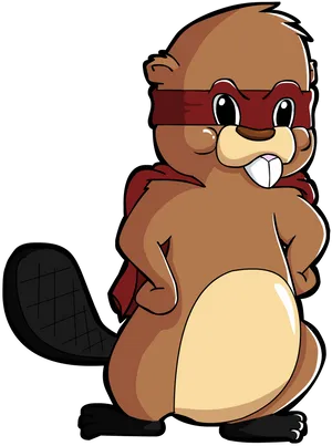 Superhero Beaver Cartoon PNG Image