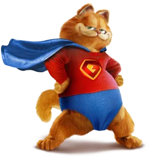 Superhero Garfield Costume PNG Image