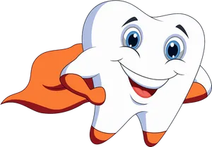 Superhero Tooth Cartoon Character PNG Image