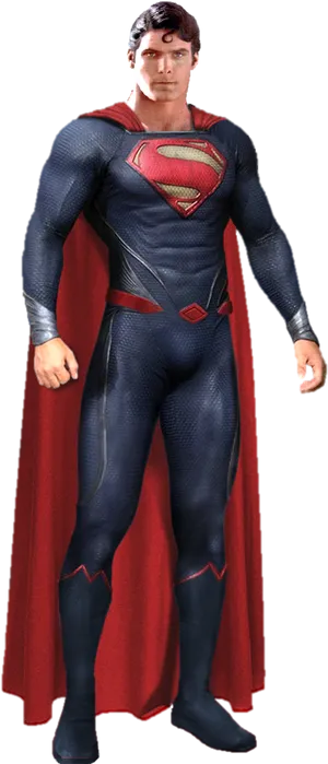 Superheroin Blueand Red Costume PNG Image