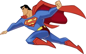 Superman Flying Animated Illustration PNG Image