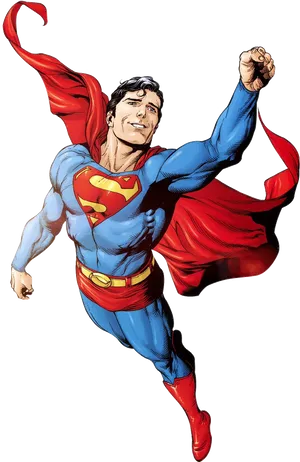 Superman_ Flying_ Heroic_ Pose PNG Image