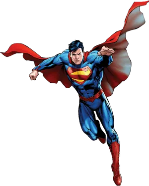 Superman Flying Heroic Stance PNG Image