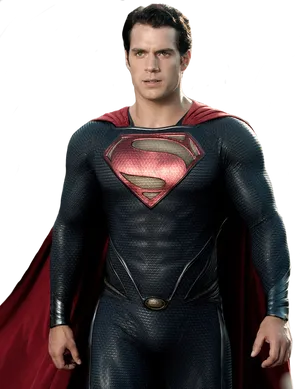 Superman Portrait Standing Pose PNG Image