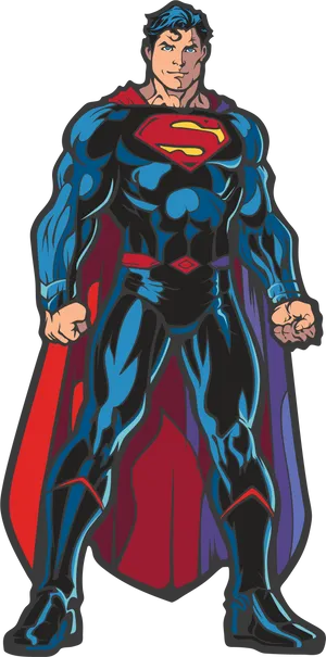 Superman Standing Pose Illustration PNG Image