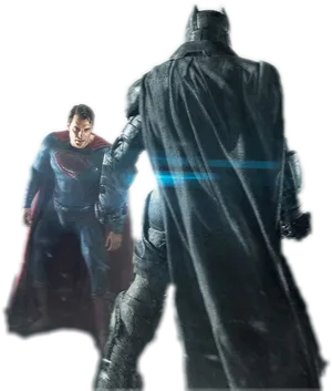 Superman Stares Down Batman PNG Image