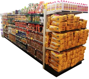 Supermarket Shelfwith Groceriesand Products PNG Image