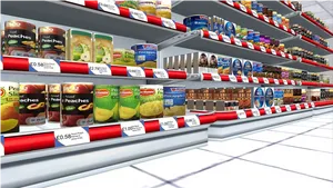 Supermarket Shelves Stockedwith Canned Goods PNG Image