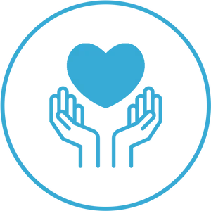 Supportive Hands Heart Icon PNG Image