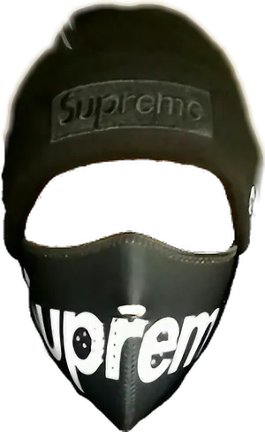 Supreme Branded Black Face Mask PNG