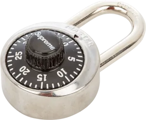 Supreme Branded Combination Padlock PNG Image