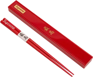 Supreme Branded Red Chopsticks PNG Image