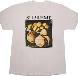 Supreme Branded T Shirtwith Fruit Print PNG