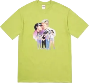 Supreme Green Teewith Graphic Print PNG