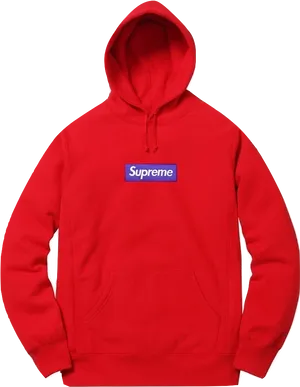 Supreme Red Hoodiewith Logo Patch PNG Image