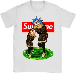 Supreme Rickand Morty T Shirt Design PNG